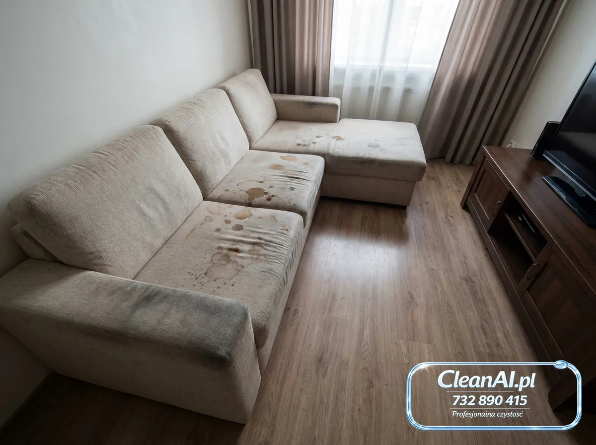 Sofa z poduszkami — przed
